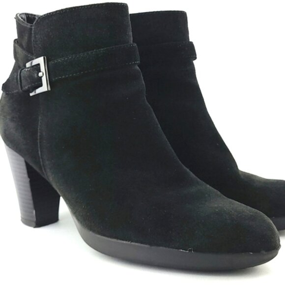 College Aqua Protect Waterproof Black Suede Ankle Boots Buckle Side Zip  Size 8M - Picture 5 of 15